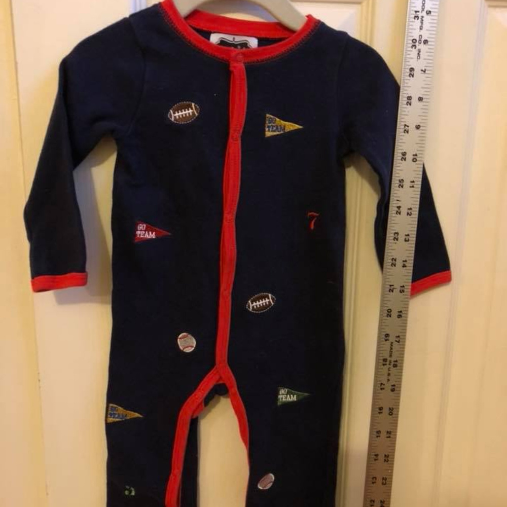 Mud Pie Sports Themed Long Sleeve Onesie Outfit